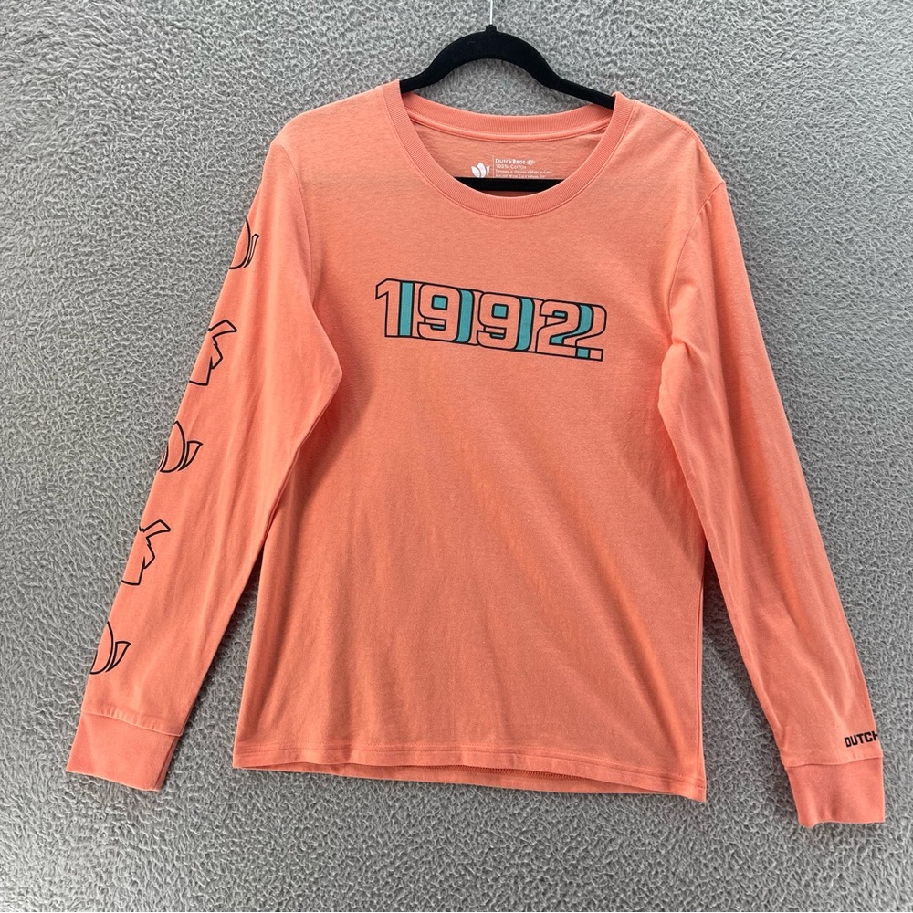 Dutch Bros Coffee 1992 Top Medium Orange Barista Long Sleeve Retro Y2K